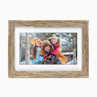 10" Distressed Wood WiFi Digital Photo Frame with Touchscreen IPS LCD Display and 16GB Built-in Memory