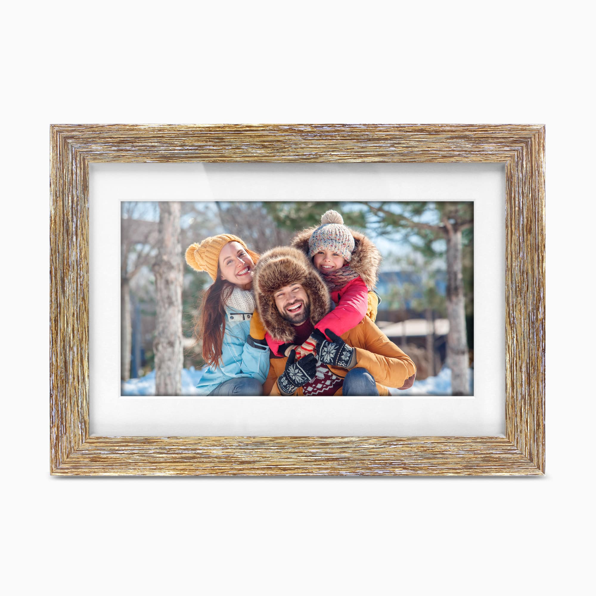10" Distressed Wood WiFi Digital Photo Frame with Touchscreen IPS LCD Display and 16GB Built-in Memory