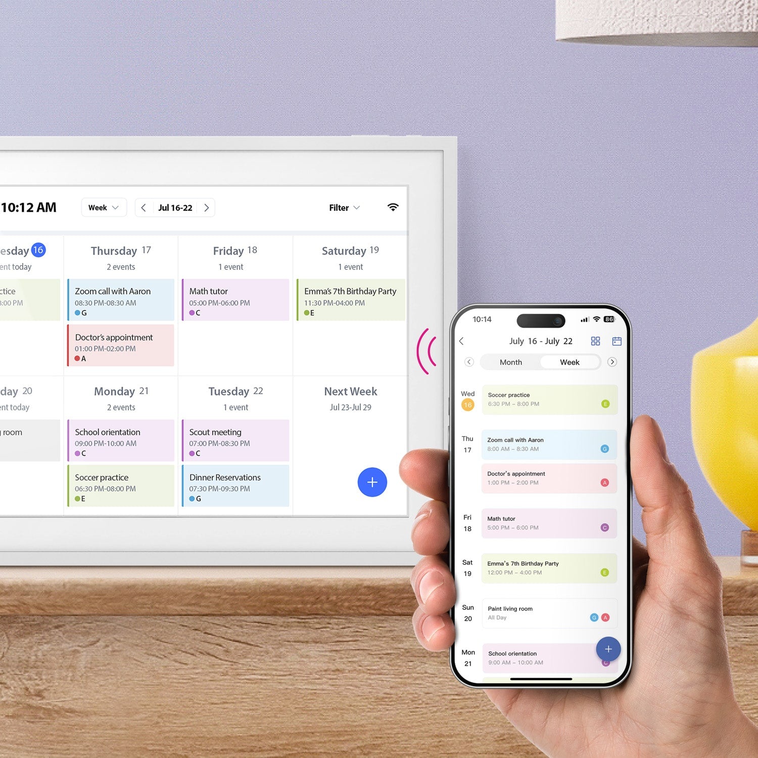 aluratek 10-inch smart wifi touchscreen digital calendar photo frame 32gb family scheduling