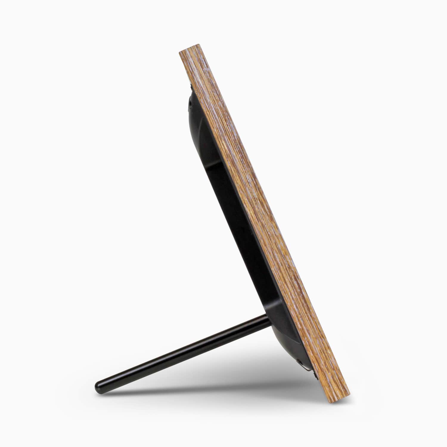 aluratek 13 inch distressed wood touchscreen wifi digital photo frame 16gb side