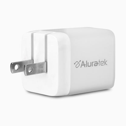 Aluratek dual USB-C GaN 45W Wall charger angle