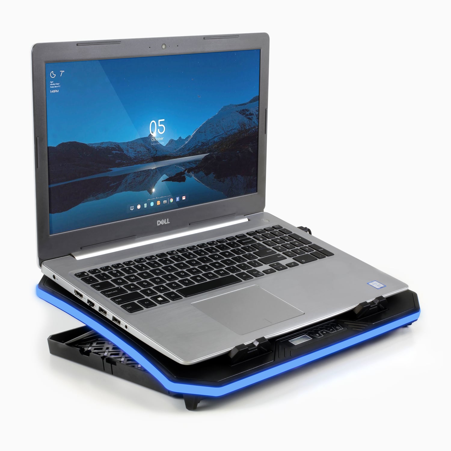 Aluratek Ergonomic USB Laptop Cooling Pad RGB Lights Angle Laptop