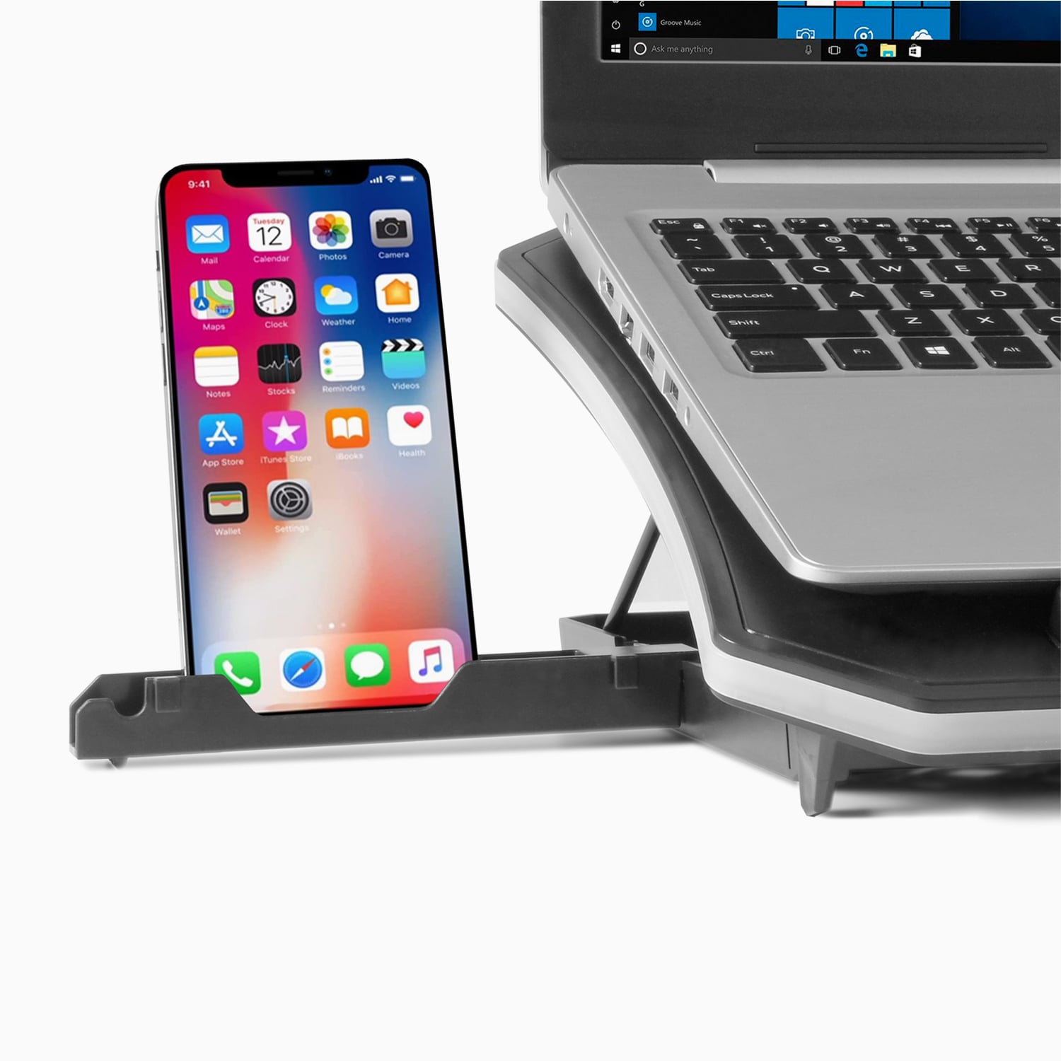 aluratek ergonomic USB laptop cooling pad RGB lights cradle black