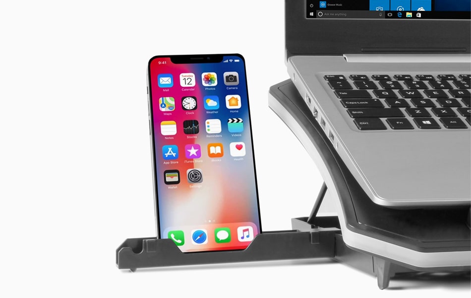 Aluratek Ergonomic USB Laptop Cooling Pad RGB Lights Smartphone Cradle