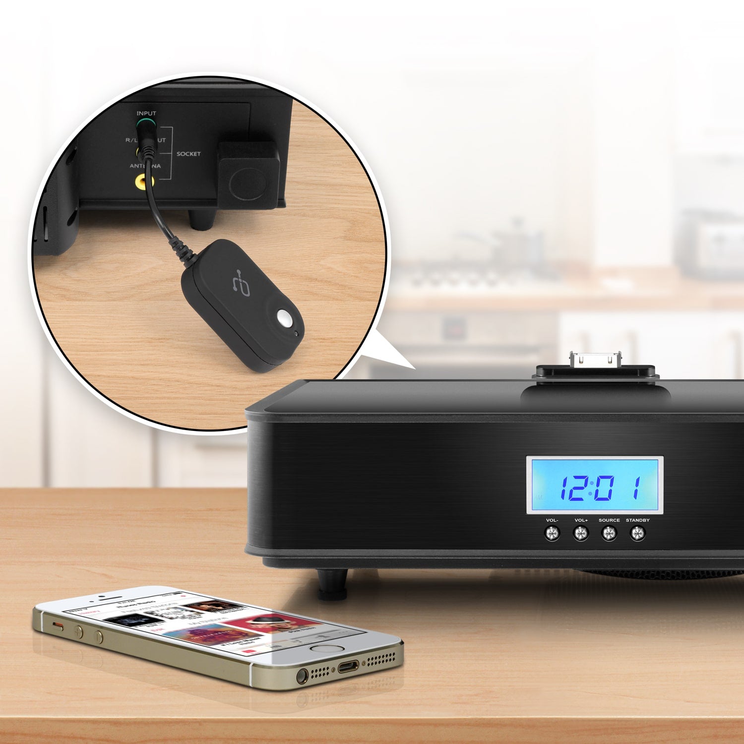 Aluratek iStream Bluetooth Audio Receiver Wired Headphone Converter Lifestyle speakerdock