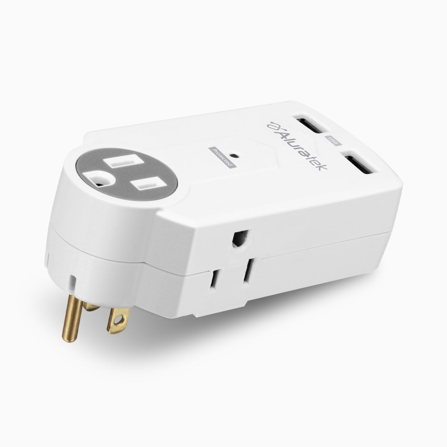 Aluratek Mini Surge Dual USB Charging Station angle