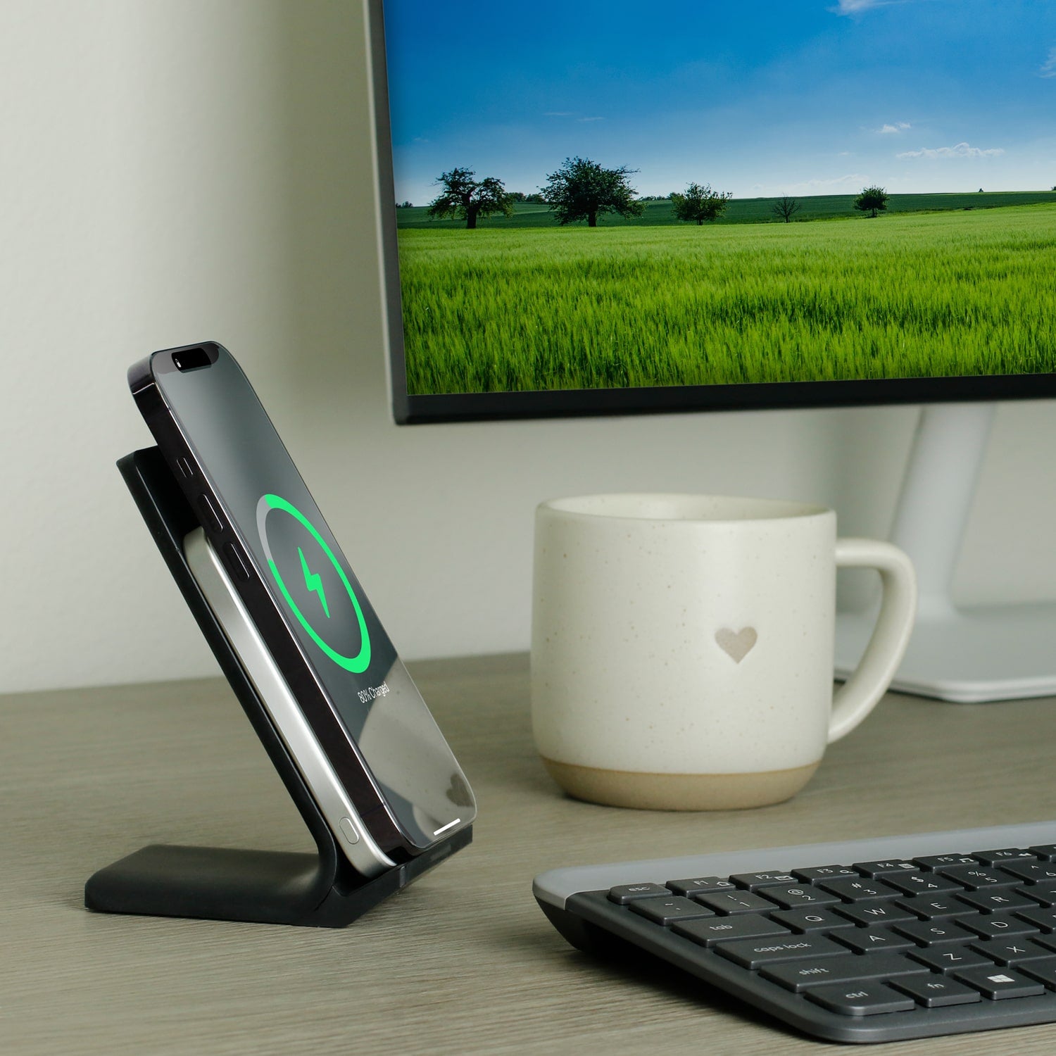 Aluratek Wireless Qi2 MagSafe Compatible Power Bank lifestyle desk